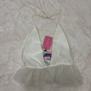 Edikted Cream Tulle Halter Top